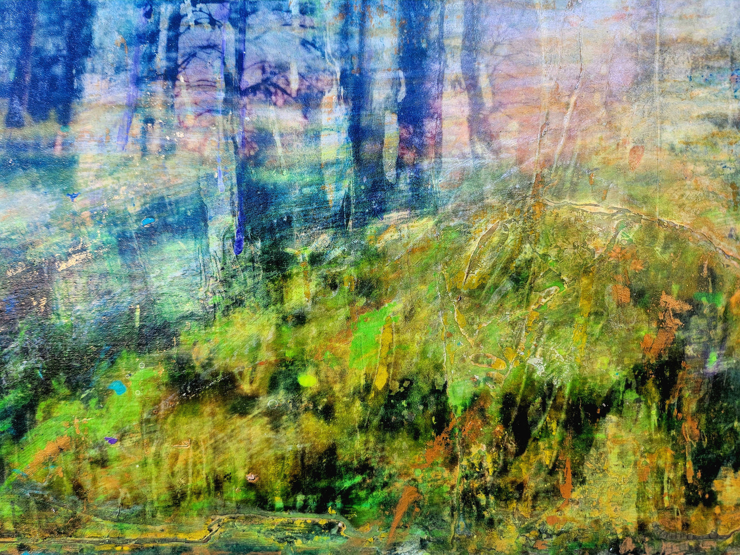 18x24 mixed media wall art| Abstract Expressionist Painting|Wood panel art| Forrest Abstract Landscape| Arizona Sunrise Art on Wood|Wood framed|Painting on wood |