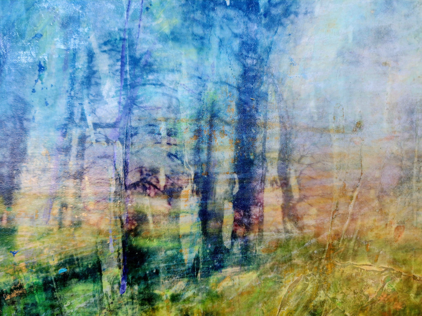 18x24 mixed media wall art| Abstract Expressionist Painting|Wood panel art| Forrest Abstract Landscape| Arizona Sunrise Art on Wood|Wood framed|Painting on wood |