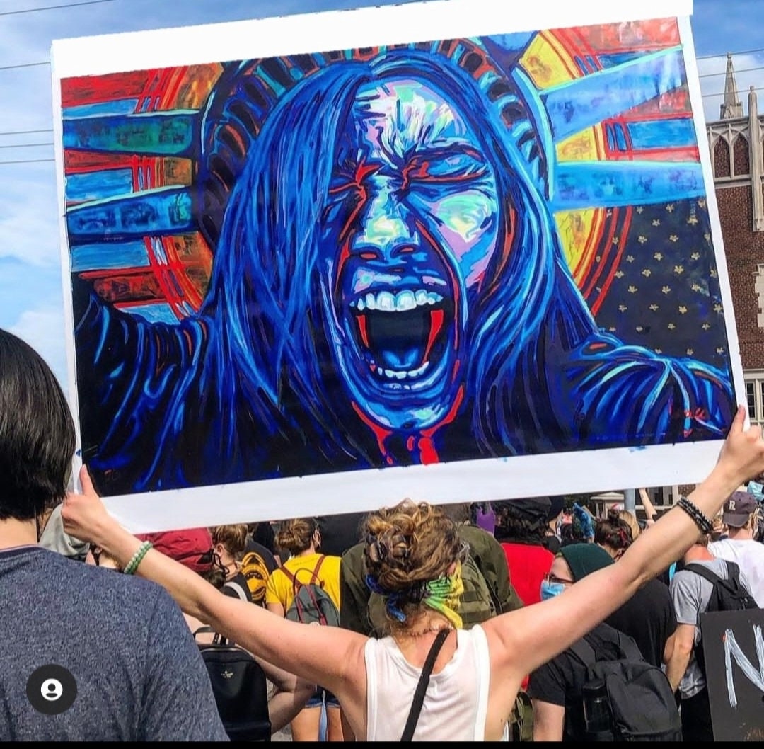 Lady Liberty Resistance sign|Protest Yard Sign| Political Yard Sign|Democracy at Risk|Anti Fascism|Protect Democracy Sign|SILENT DISSENT