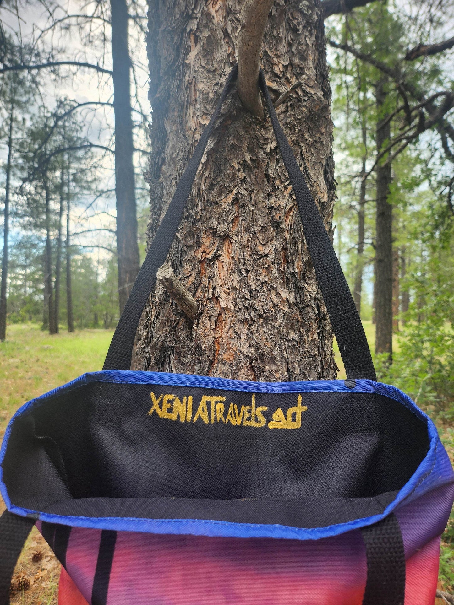 Forrest Sunset Carryall Bag|Nature Scene|Gift forHer|Painted Shopping Bag|Artsy Shoulder Bag|Beach Tote| Resuable Bag|Nature Art Lovers - JMAVROSART