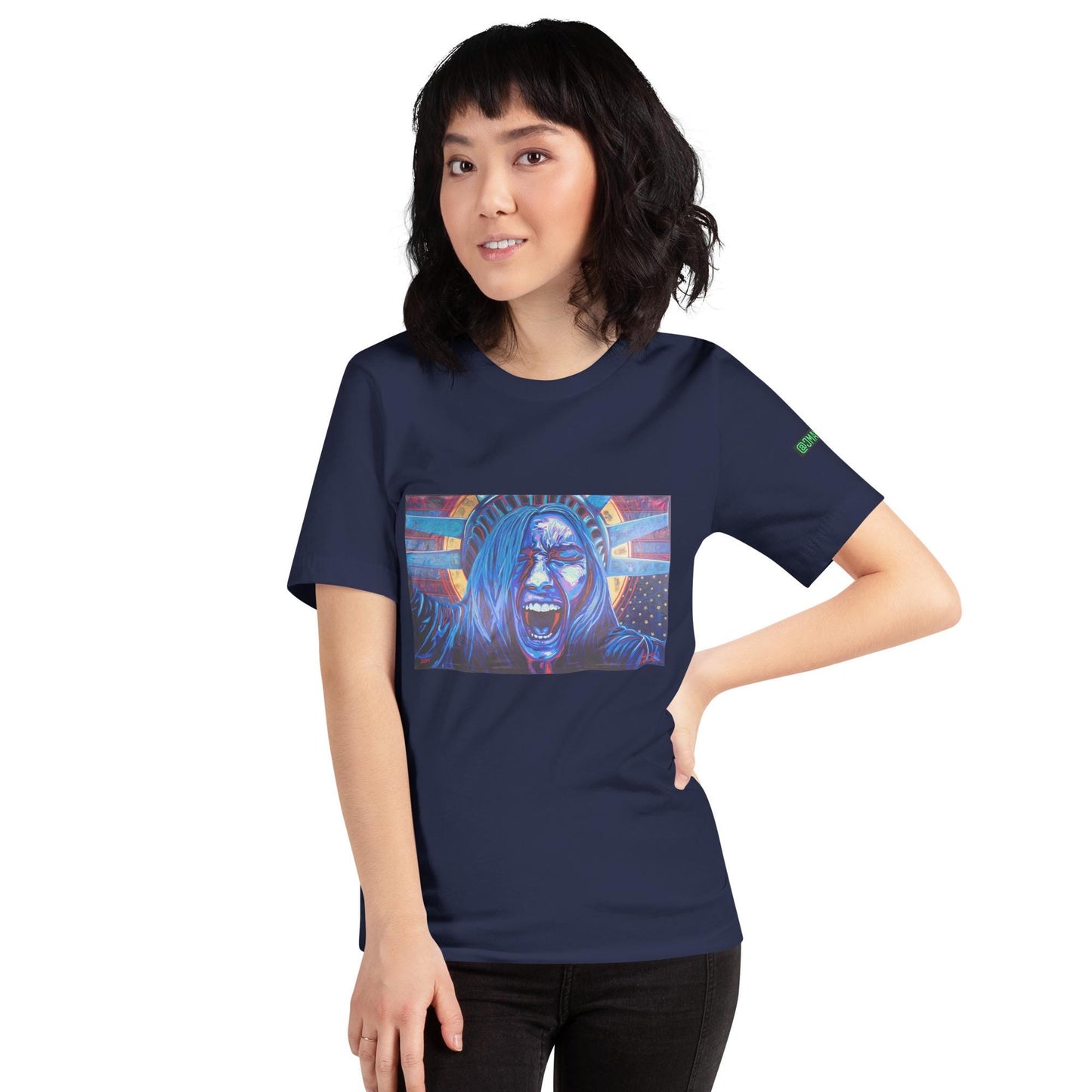 Unisex Political Protest Shirt|Anti-Trump | Political Tee Shirt|Democracy at Risk|Distress Flag Shirt | Lady Liberty Artwork