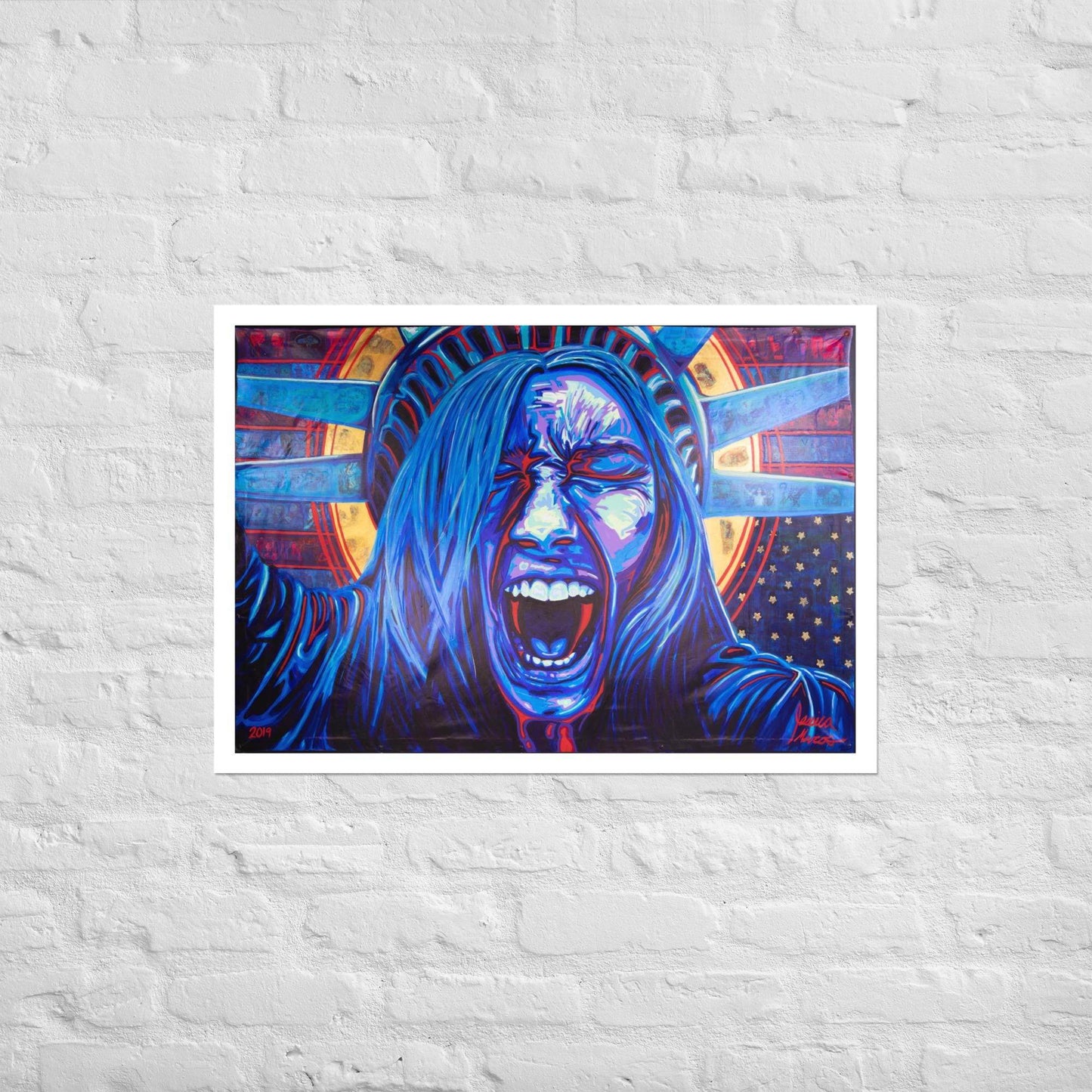 NO WORDS|Lady Liberty Unframed Print| Political Poster Art|Democracy at Risk|Distress Flag Poster| Political Wall Art| Limited Edition 100 - JMAVROSART