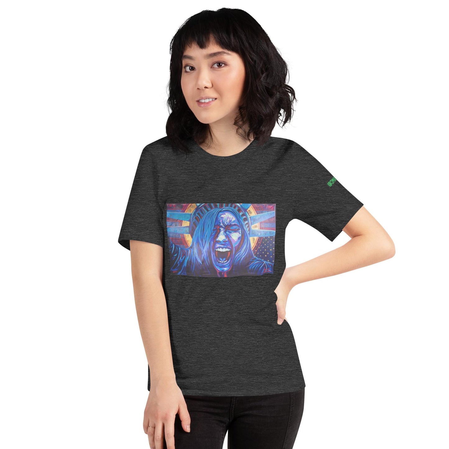 Unisex Political Protest Shirt|Anti-Trump | Political Tee Shirt|Democracy at Risk|Distress Flag Shirt | Lady Liberty Artwork