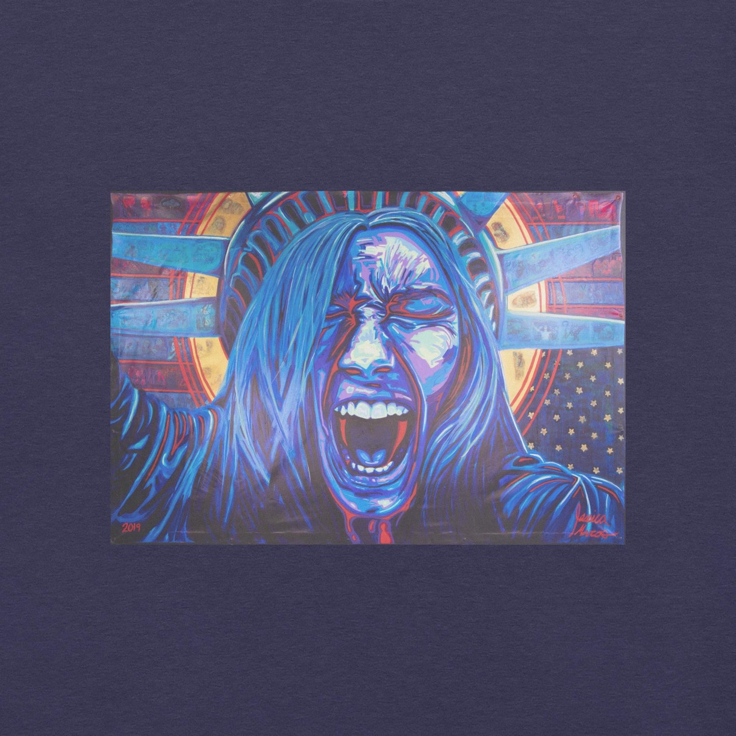 Unisex Political Protest Shirt|Anti-Trump | Political Tee Shirt|Democracy at Risk|Distress Flag Shirt | Lady Liberty Artwork