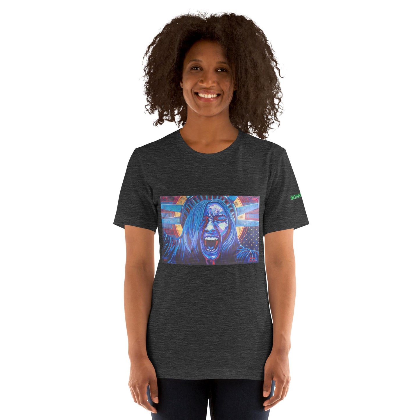 Unisex Political Protest Shirt|Anti-Trump | Political Tee Shirt|Democracy at Risk|Distress Flag Shirt | Lady Liberty Artwork