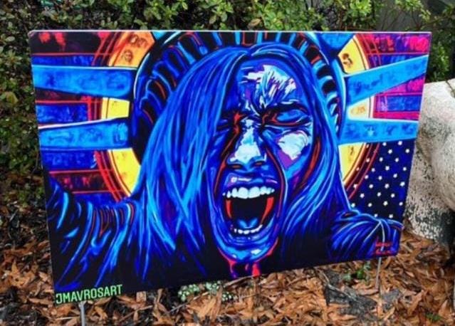 Lady Liberty Resistance sign|Protest Yard Sign| Political Yard Sign|Democracy at Risk|Anti Fascism|Protect Democracy Sign|SILENT DISSENT