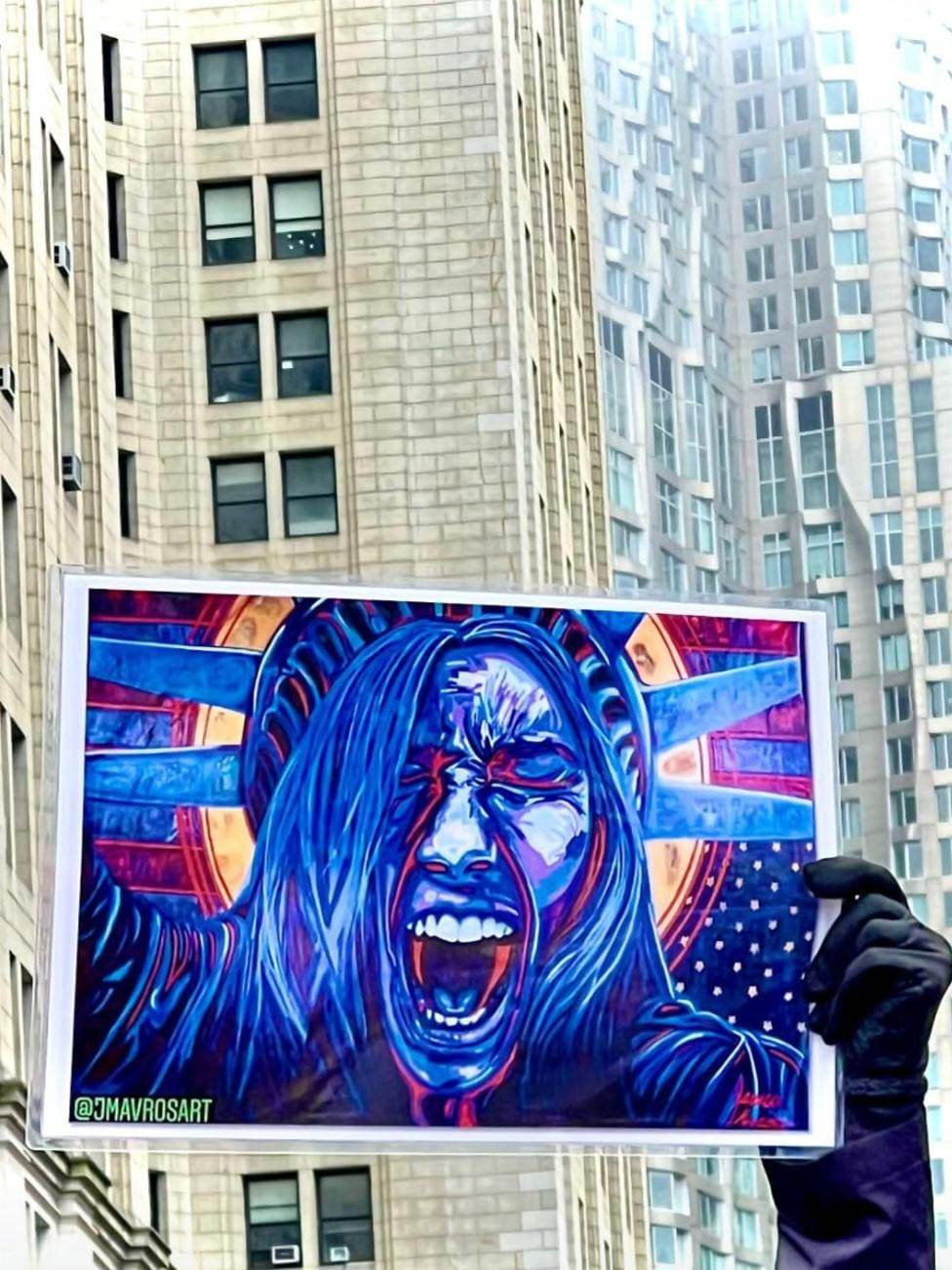 Screaming Lady Liberty Protest Banner|50501 Protest Sign|Resist Fascism |Anti-DOGE|Democracy in Danger Protest sign|Democracy at Risk|Porch Lawn Sign|SILENT DISSENT - JMAVROSART