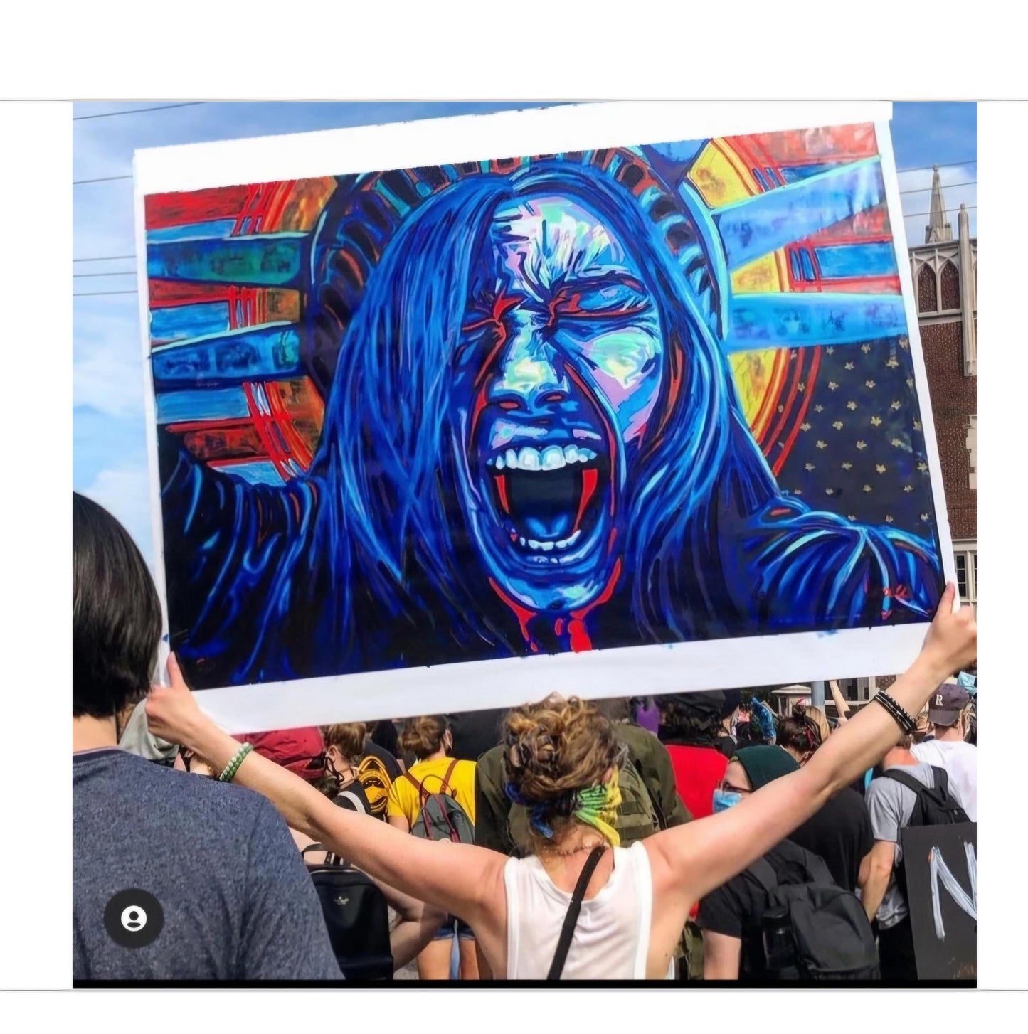 Lady Liberty Mad as Hell Tote Bag|Political Statement|Resist|Anti-Trump| Save Democracy |Anti-Fascism| Silent Dissent|Protest Art |Book Bag