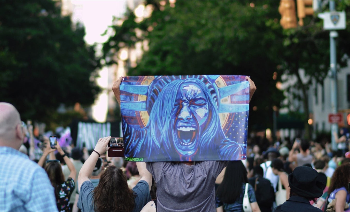 Lady Liberty Protest Sign| Anti Trump|Protest Banner|Resist Fascism |Liberal Sign|Democracy at Risk|Porch Sign|Lawn Sign|Silent Dissent