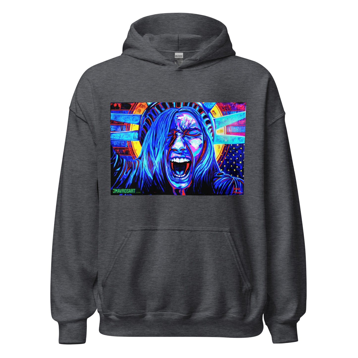 Screaming Lady Liberty Unisex Protest Hoodie|NO WORDS| Art as Protest Sweatshirt |Political Statement Hoodie |Anti-Fascism Art