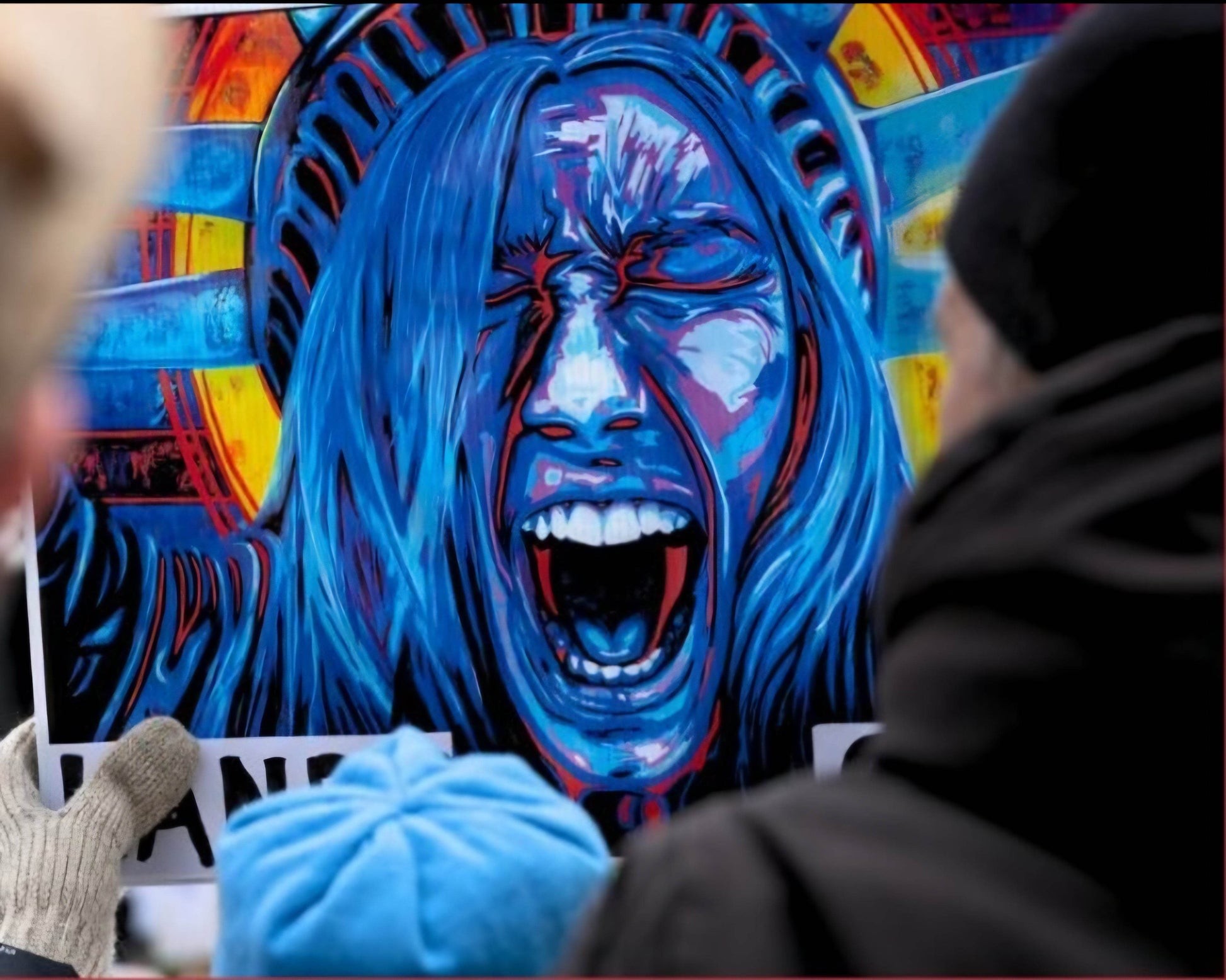 50501 Protest Art Stickers|Screaming Lady Liberty Stickers | Political Stickers|Democracy at Risk|Distress Flag Yard Stickers| Political Stickers| Sticker Slaps - JMAVROSART 