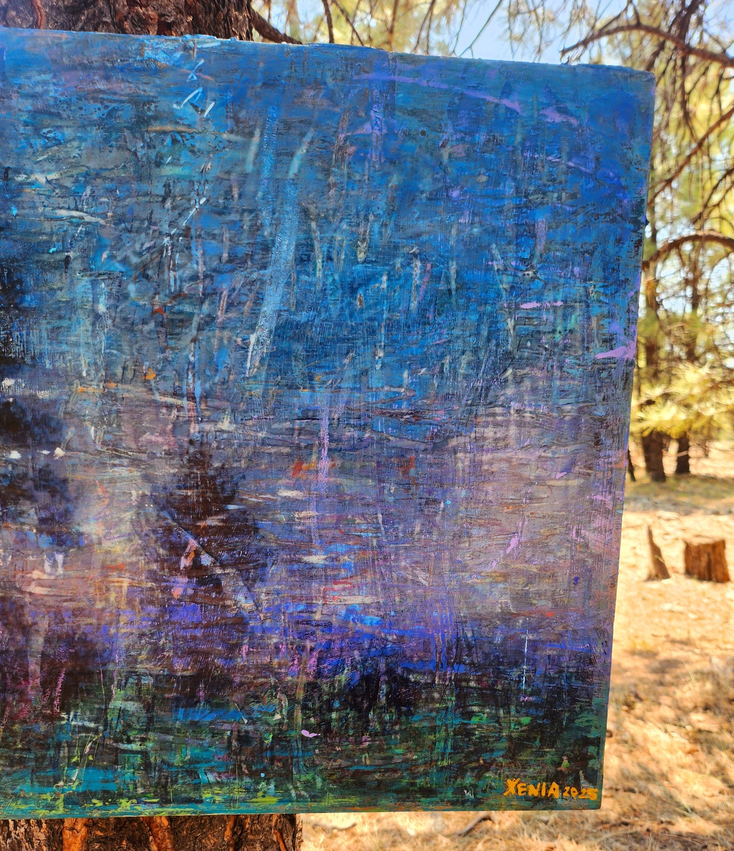 18X24 Mixed media Artwork on Wood Panel Public Lands Abstract Expressionist Landscape