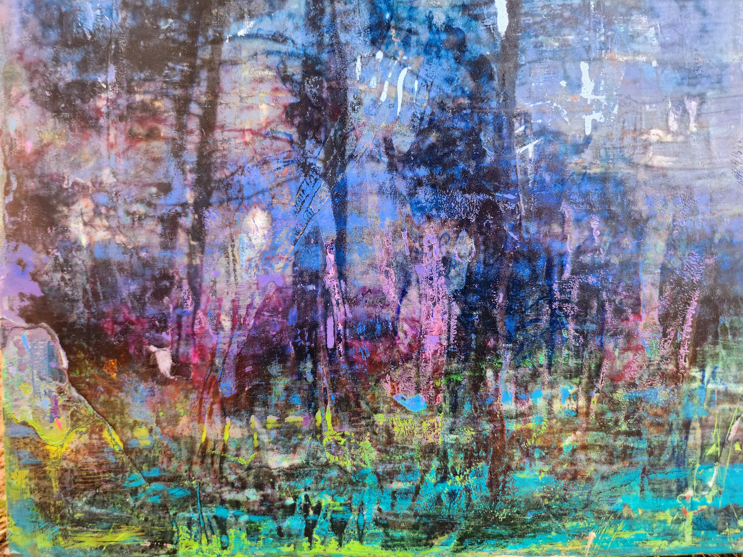 18X24 Mixed media Artwork on Wood Panel Public Lands Abstract Expressionist Landscape