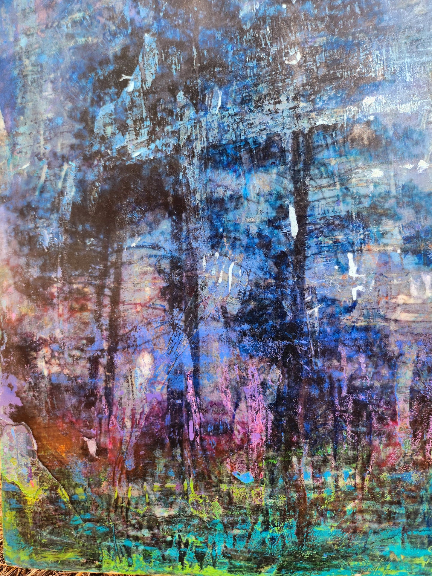 18X24 Mixed media Artwork on Wood Panel Public Lands Abstract Expressionist Landscape