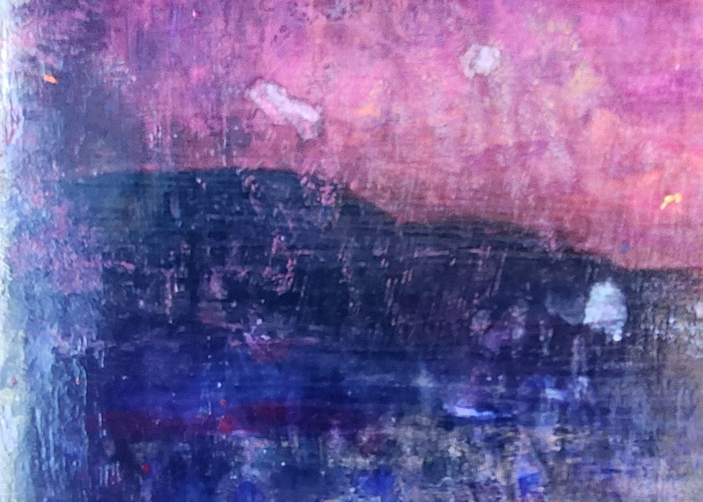 18X24 Mixed media Artwork on Wood Panel BLM Public Lands Abstract Expressionist Landscape Arizona Skyline at Night Desert Scene Saguaro Cactus