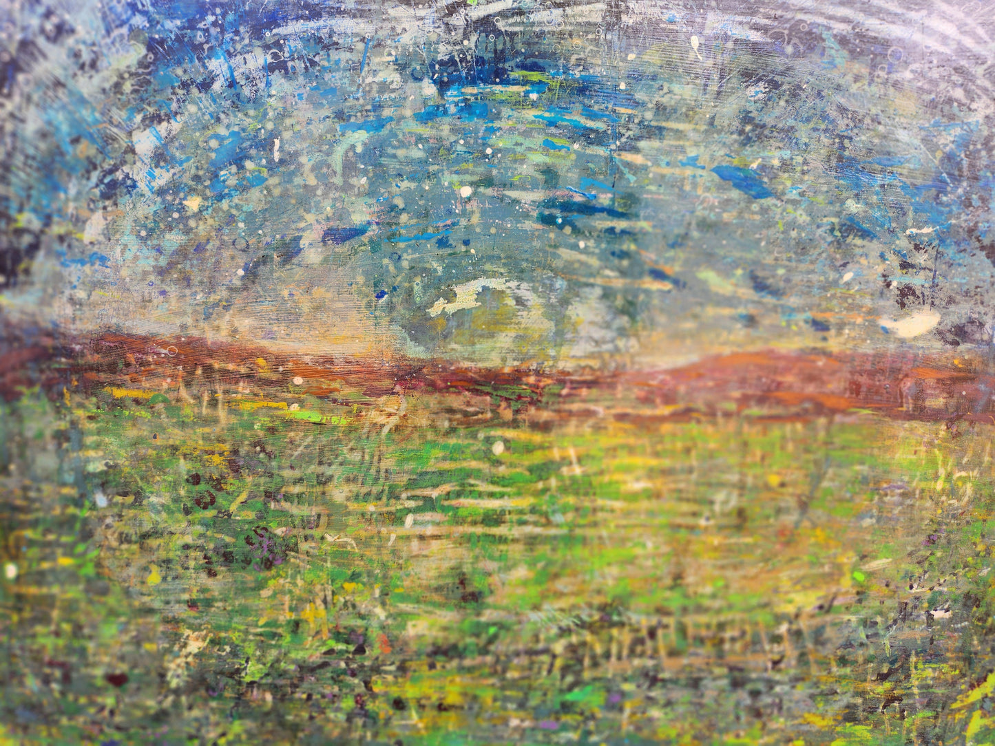 18X24 Mixed media Artwork on Wood Panel BLM Public Lands Abstract Expressionist Landscape Arizona Verde Valley Moonrise