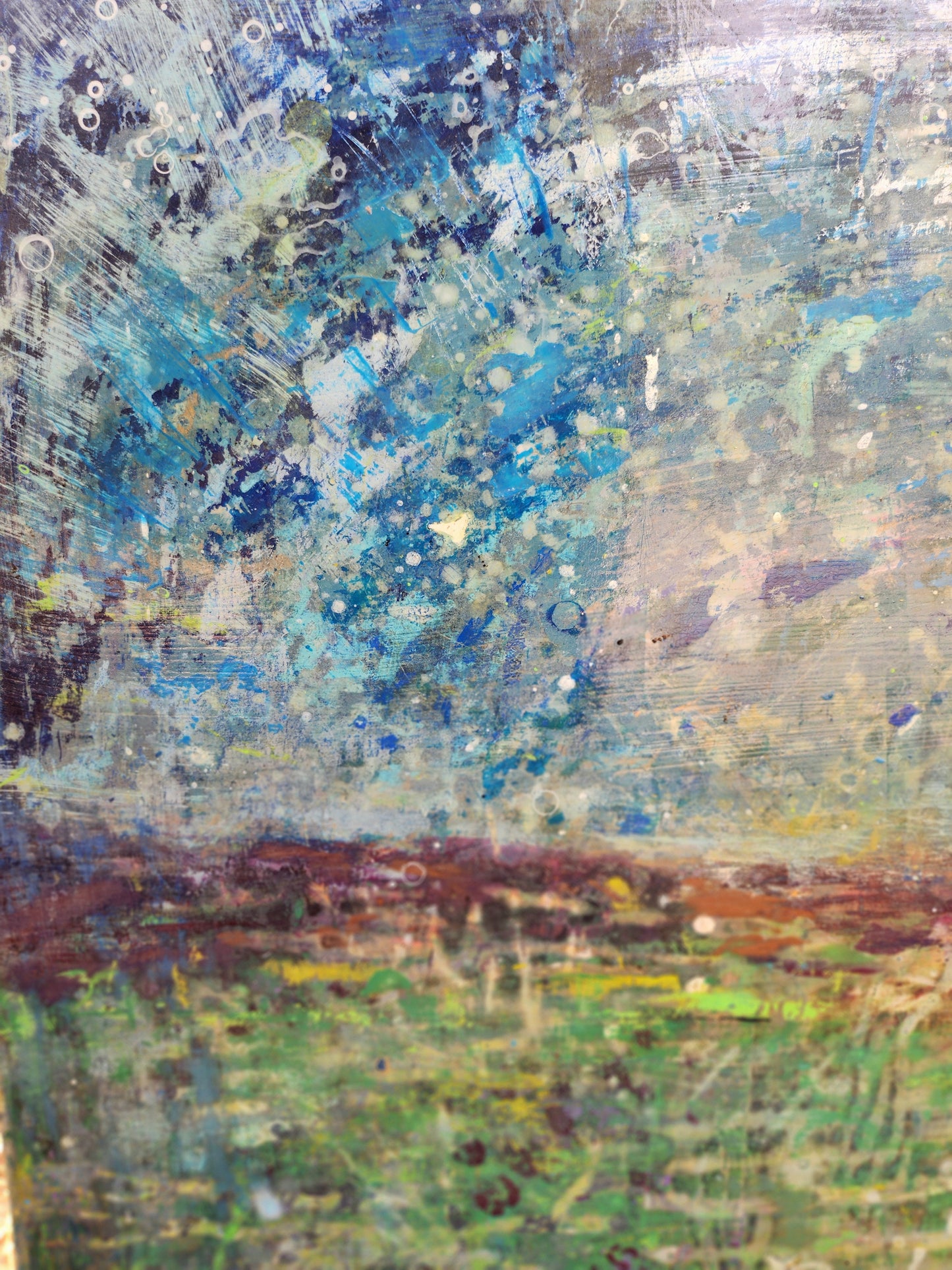 18X24 Mixed media Artwork on Wood Panel BLM Public Lands Abstract Expressionist Landscape Arizona Verde Valley Moonrise