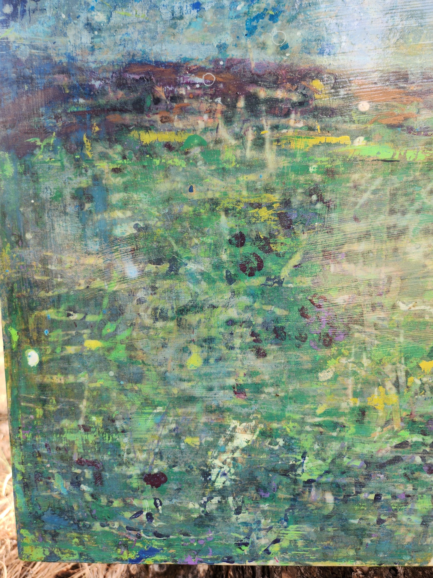 18X24 Mixed media Artwork on Wood Panel BLM Public Lands Abstract Expressionist Landscape Arizona Verde Valley Moonrise