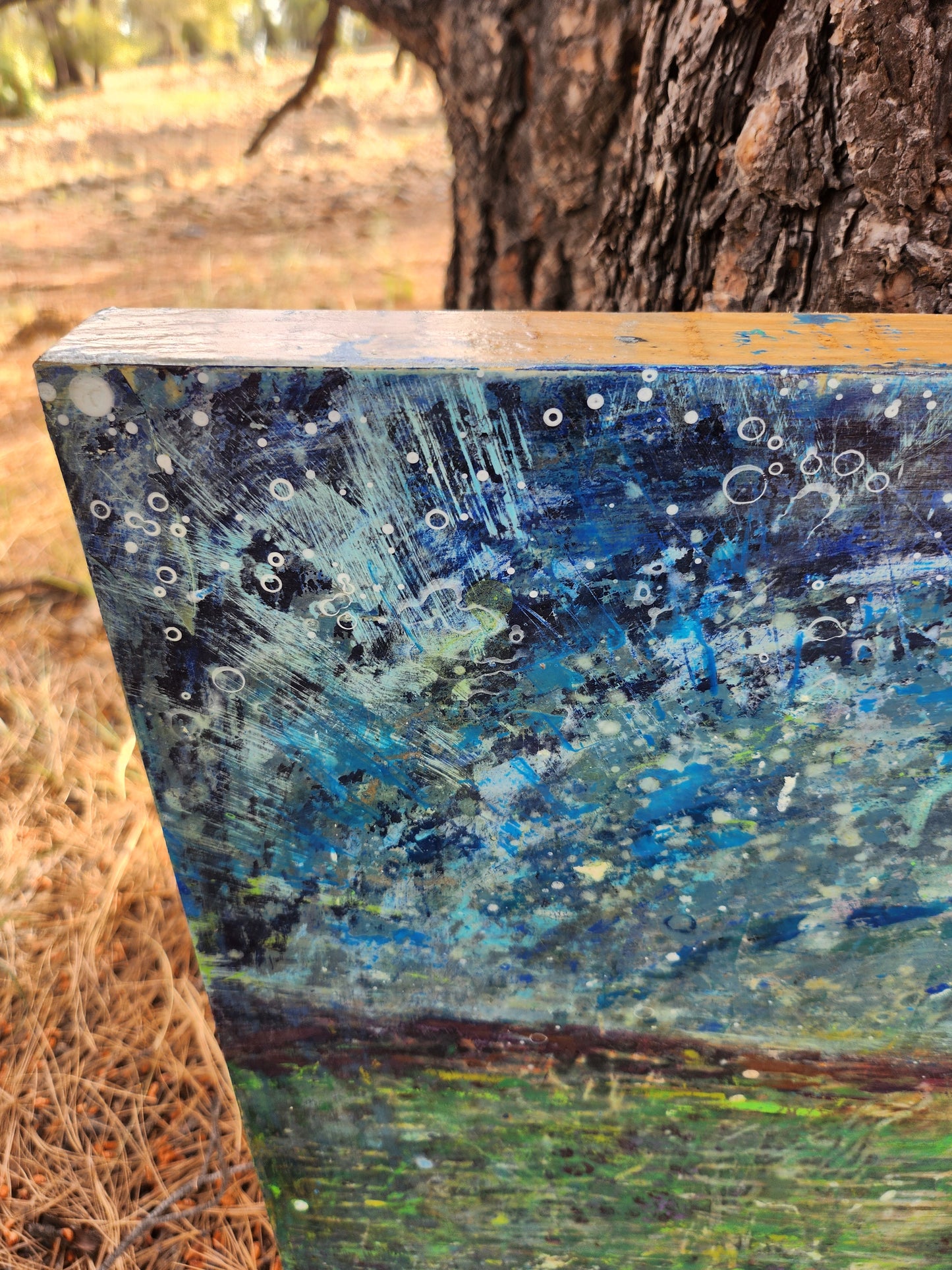 18X24 Mixed media Artwork on Wood Panel BLM Public Lands Abstract Expressionist Landscape Arizona Verde Valley Moonrise