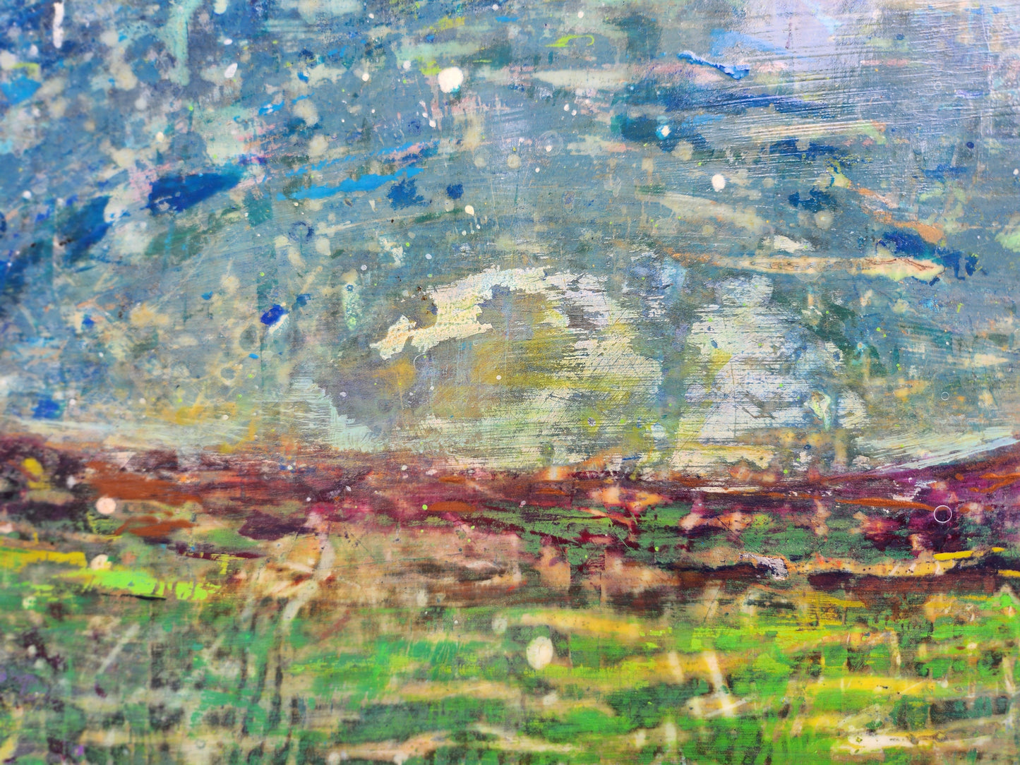 18X24 Mixed media Artwork on Wood Panel BLM Public Lands Abstract Expressionist Landscape Arizona Verde Valley Moonrise