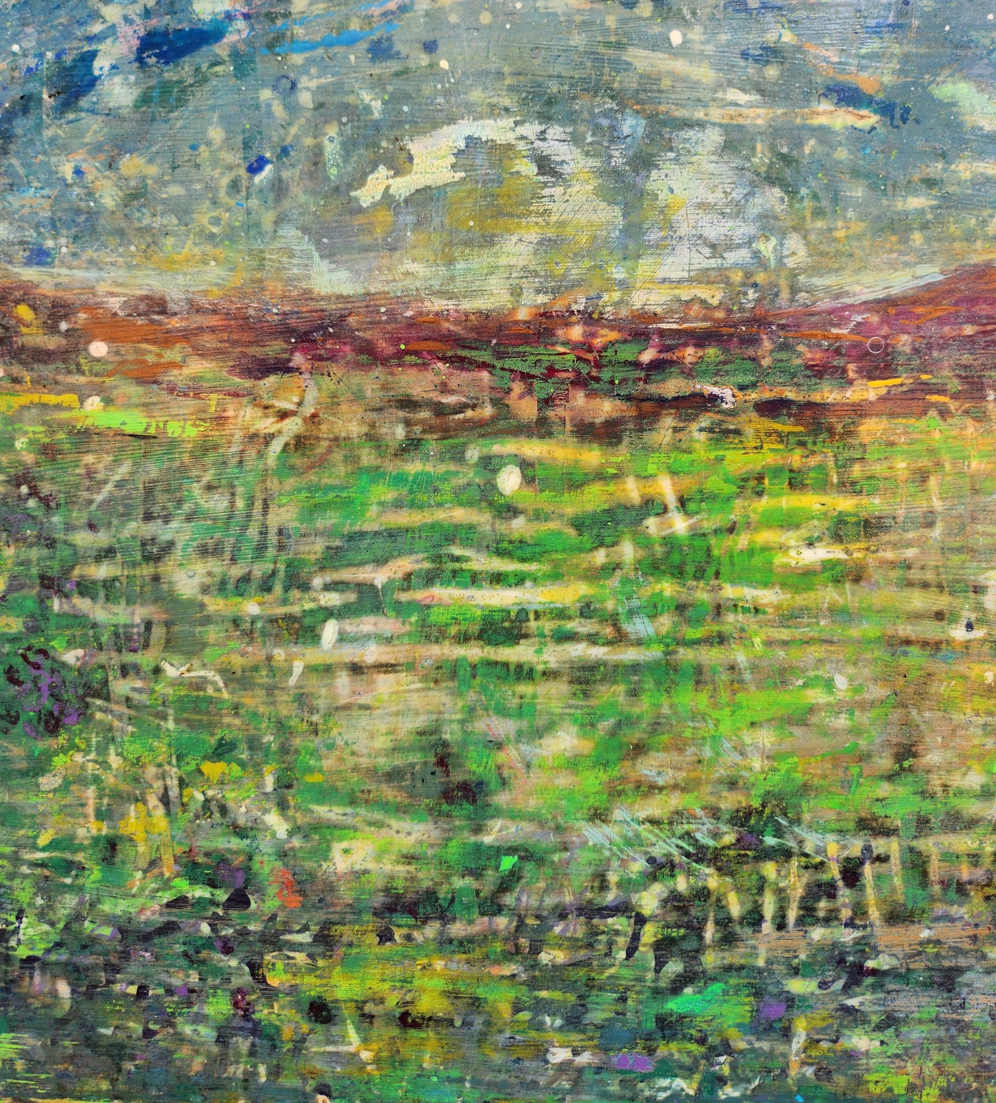 18X24 Mixed media Artwork on Wood Panel BLM Public Lands Abstract Expressionist Landscape Arizona Verde Valley Moonrise