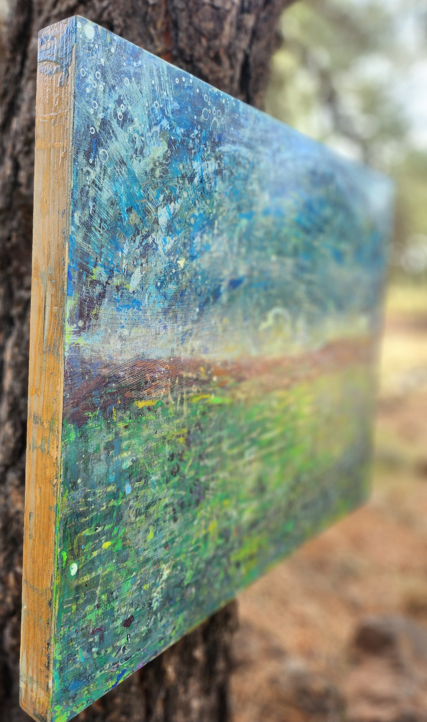 18X24 Mixed media Artwork on Wood Panel BLM Public Lands Abstract Expressionist Landscape Arizona Verde Valley Moonrise