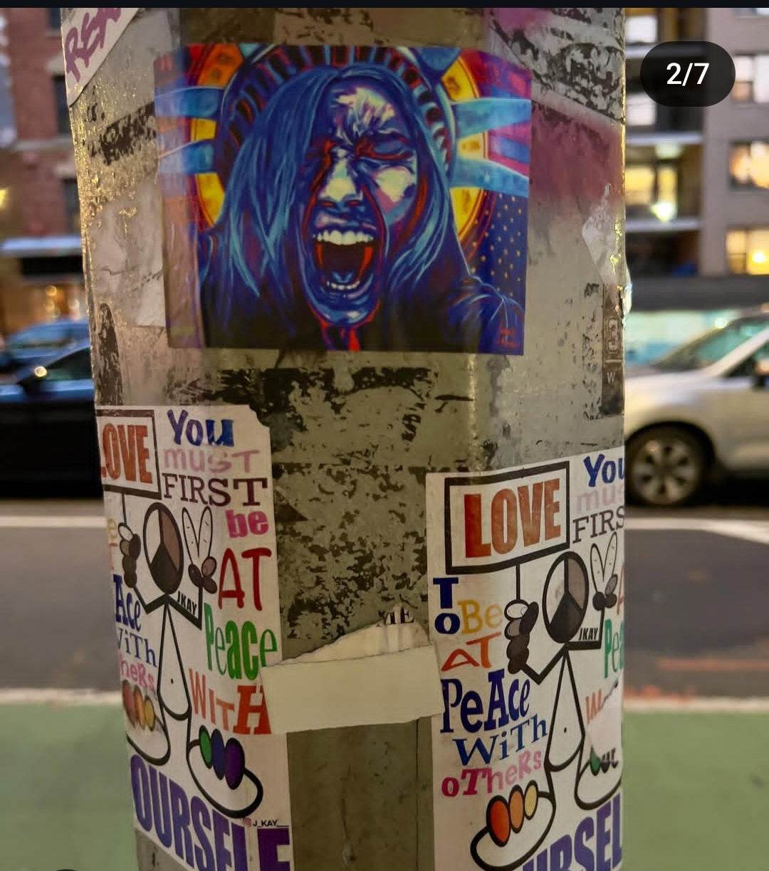 50501 Protest Art Stickers|Screaming Lady Liberty Stickers | Political Stickers|Democracy at Risk|Distress Flag Yard Stickers| Political Stickers| Sticker Slaps - JMAVROSART 