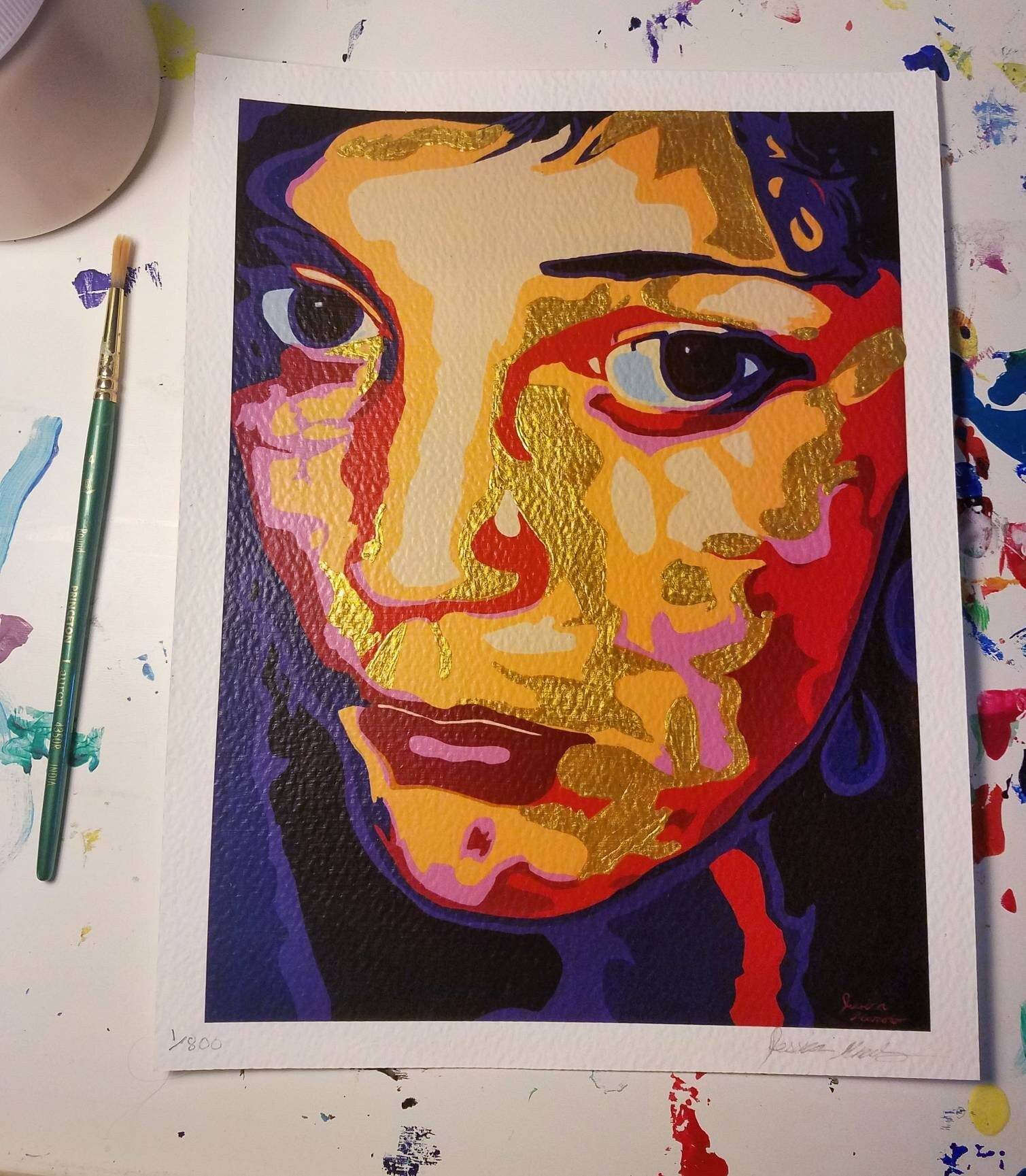 Gold Modern Contemporary Art|Embellished Limited Edition|Spray Paint Art Print|Urban Art Portrait|Large Wall Art Decor |Signed and Numbered - JMAVROSART 