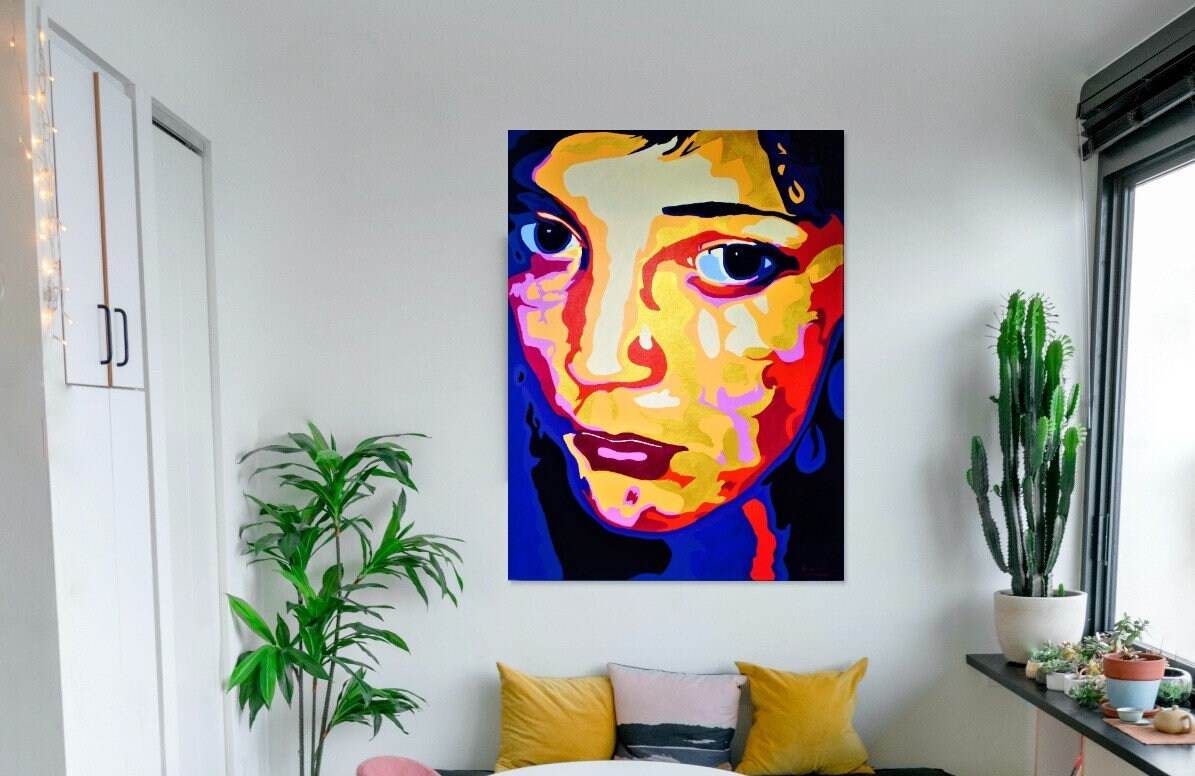 Gold Modern Contemporary Art|Embellished Limited Edition|Spray Paint Art Print|Urban Art Portrait|Large Wall Art Decor |Signed and Numbered - JMAVROSART 