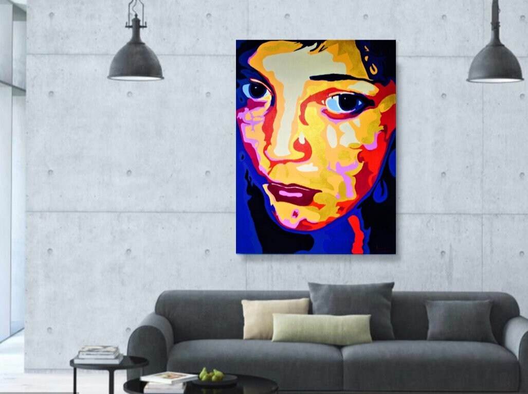 Gold Modern Contemporary Art|Embellished Limited Edition|Spray Paint Art Print|Urban Art Portrait|Large Wall Art Decor |Signed and Numbered - JMAVROSART 