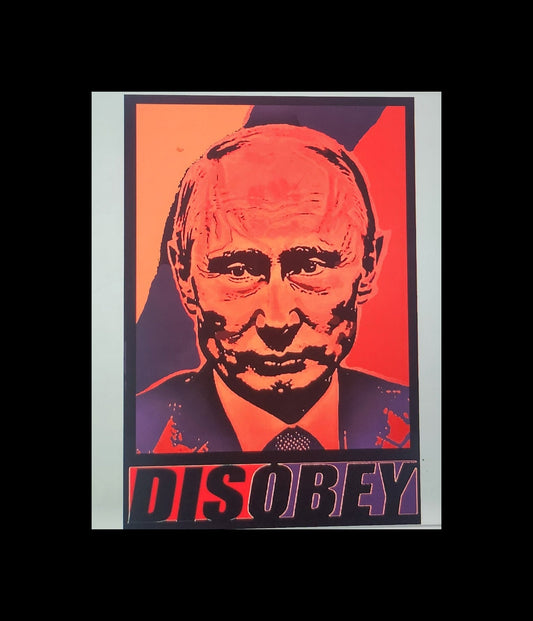 DISOBEY Putin Devil STICKER support for Ukraine Anti-Fascism Shepard Farey