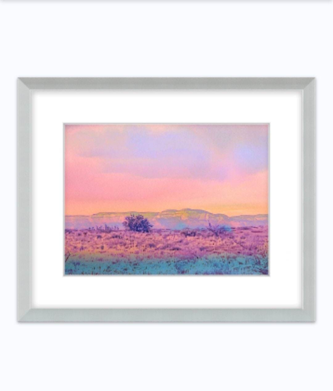 Sedona Red Rocks Arizona Sunset Watercolor Giclee Landscape Artwork Metalic Print - JMAVROSART 