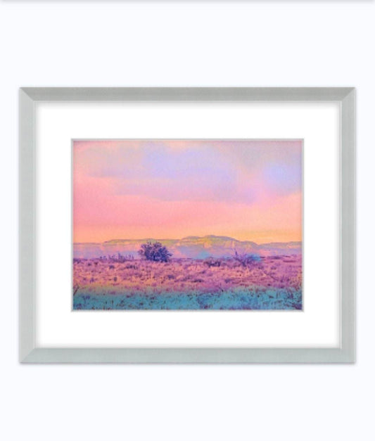 Sedona Red Rocks Arizona Sunset Watercolor Giclee Landscape Artwork Metalic Print - JMAVROSART 