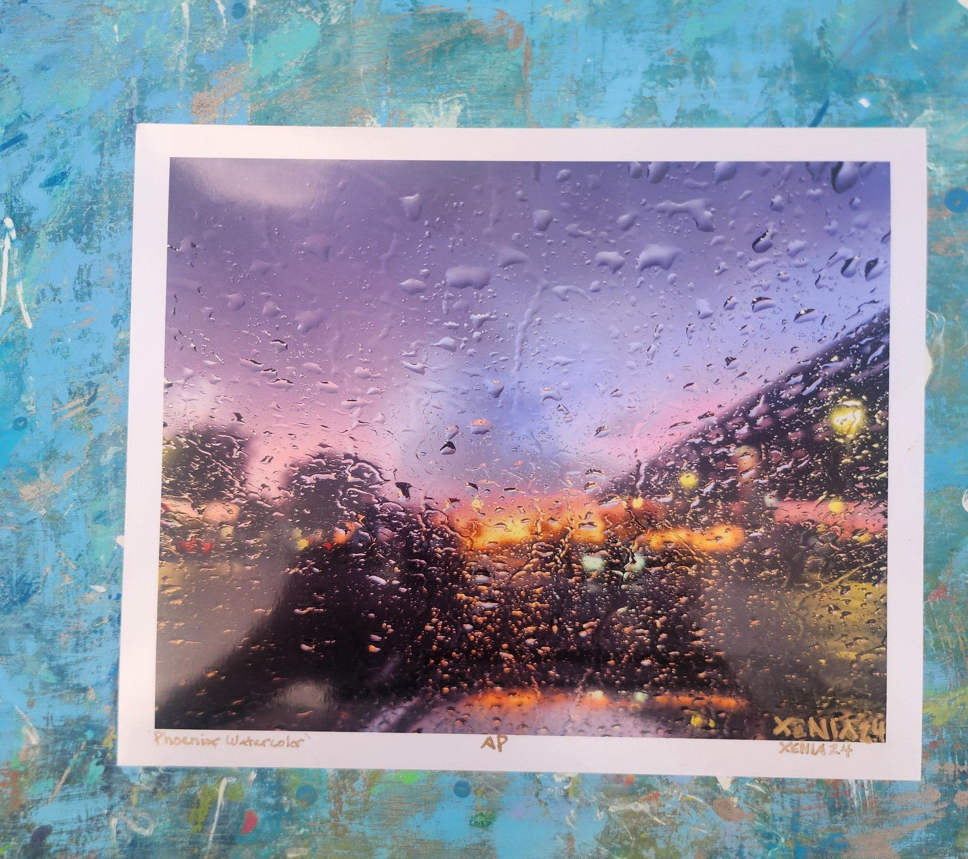 Phoenix Urban Watercolor Cityscape Photography Metalic print - JMAVROSART 