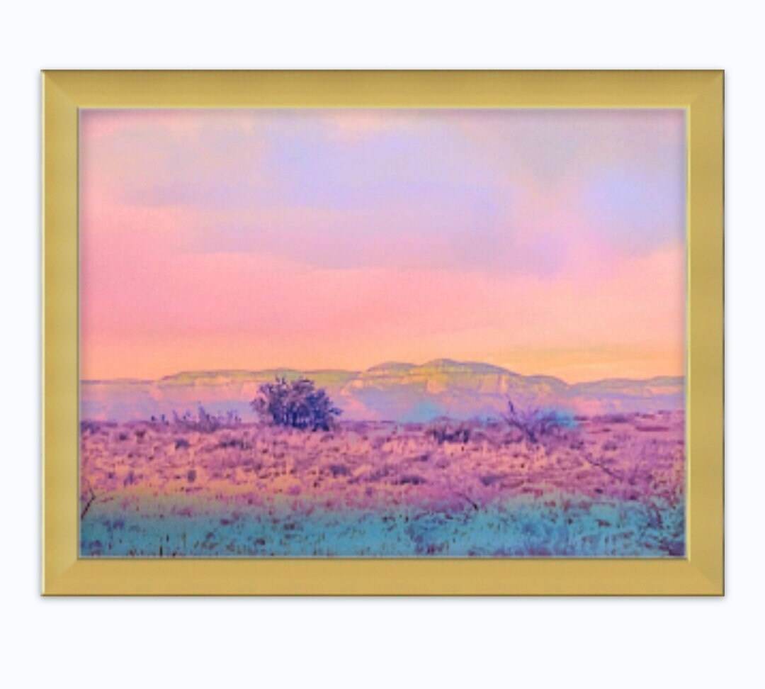 Sedona Red Rocks Arizona Sunset Watercolor Giclee Landscape Artwork Metalic Print - JMAVROSART 