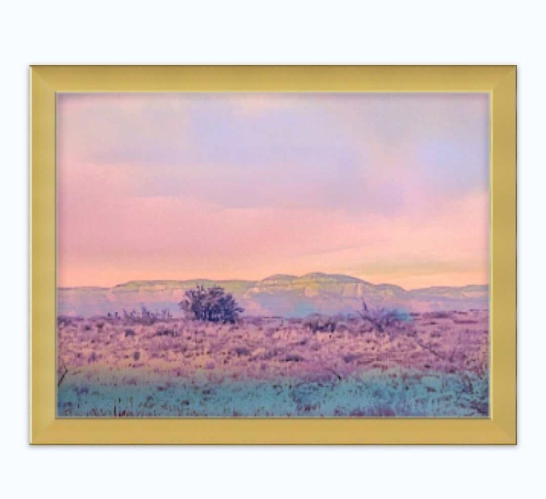 Sedona Red Rocks Arizona Sunset Watercolor Giclee Landscape Artwork Metalic Pearl print