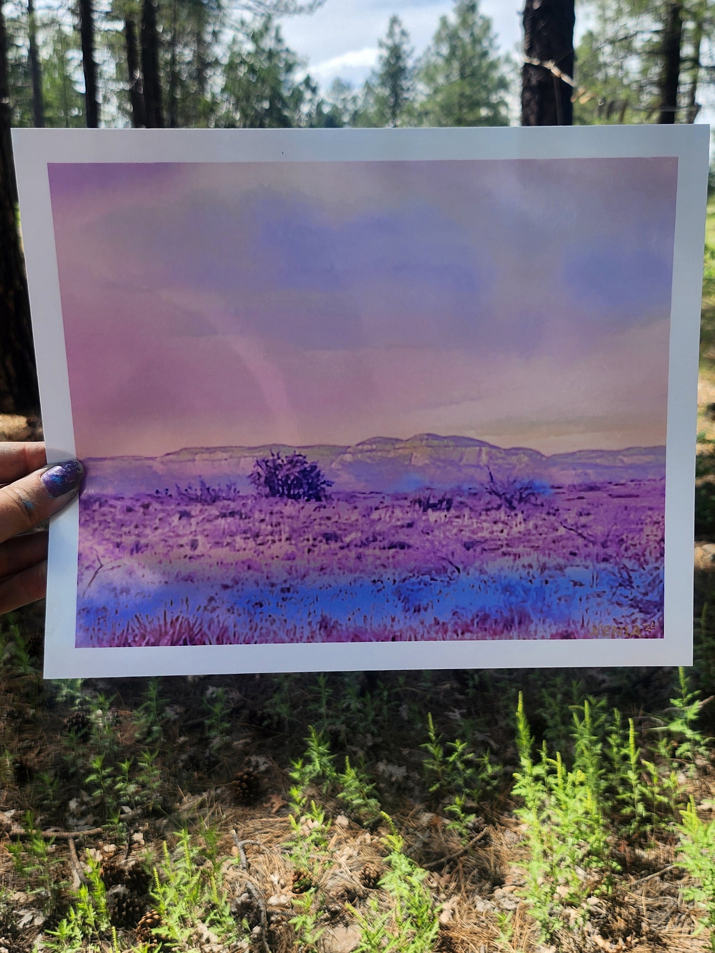 Sedona Red Rocks Arizona Sunset Watercolor Giclee Landscape Artwork Metalic Pearl print