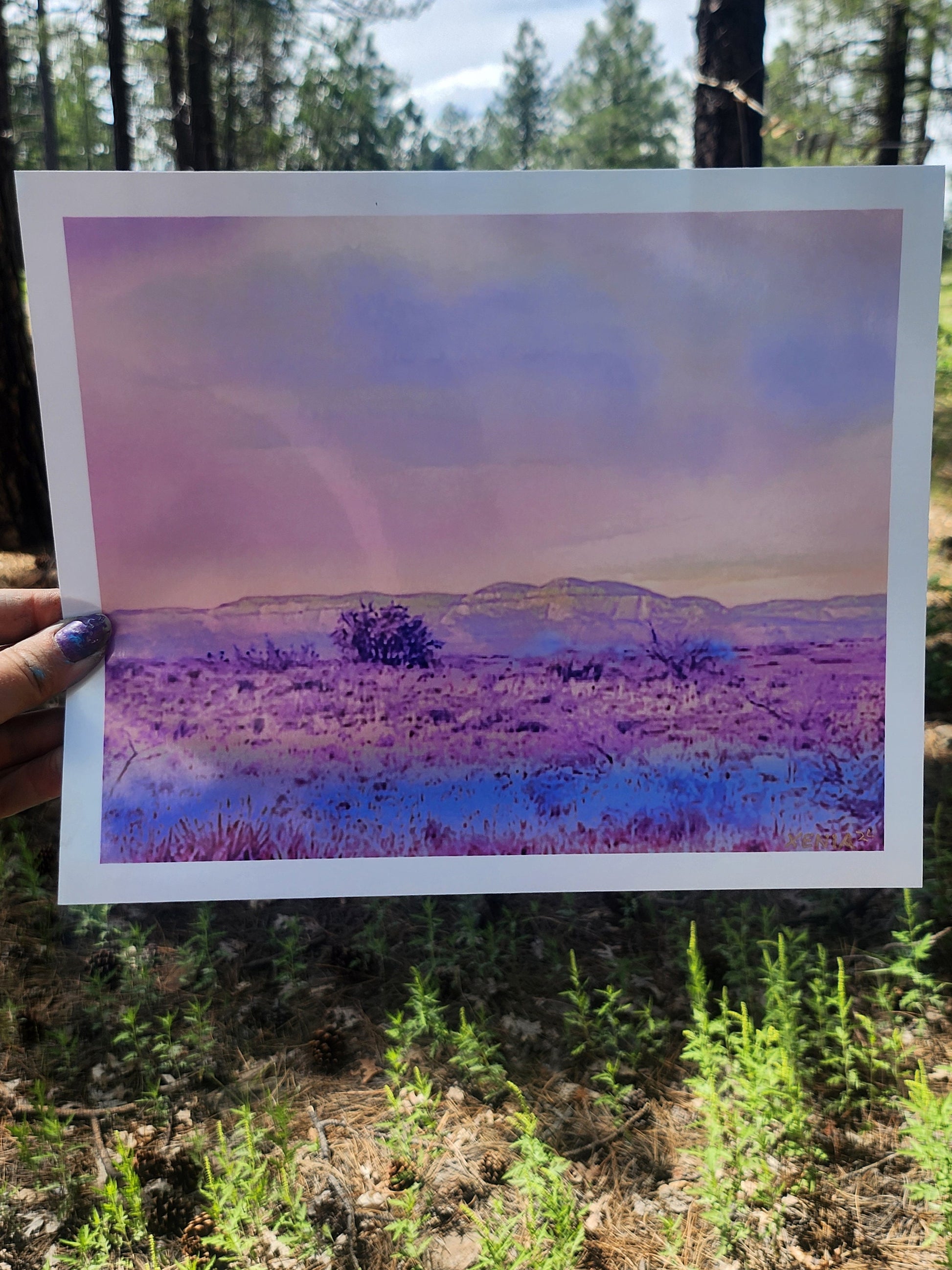 Sedona Red Rocks Arizona Sunset Watercolor Giclee Landscape Artwork Metalic Pearl print