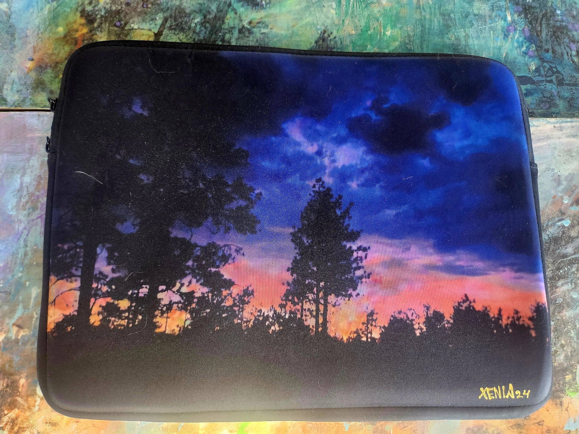 Twilight Forrest Scene Art Laptop Sleeve | MacBook Protector | Earth Love|Van life Tech Cover|Laptop Sleeve for College | Artist made not Ai
