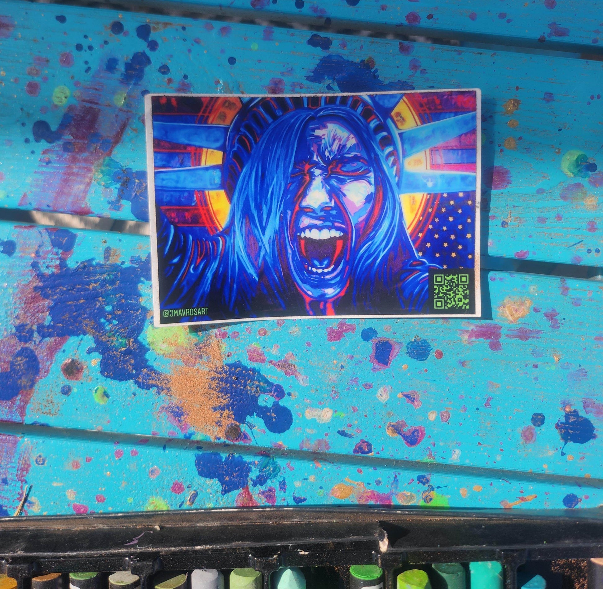 50501 Protest Art Stickers|Screaming Lady Liberty Stickers | Political Stickers|Democracy at Risk|Distress Flag Yard Stickers| Political Stickers| Sticker Slaps - JMAVROSART 