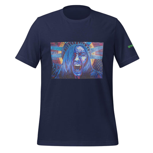 Unisex Political Protest Shirt|Anti-Trump | Political Tee Shirt|Democracy at Risk|Distress Flag Shirt | Lady Liberty Artwork