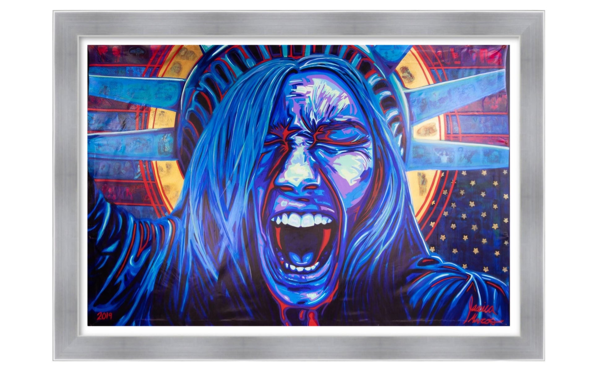 NO WORDS|Lady Liberty Unframed Print| Political Poster Art|Democracy at Risk|Distress Flag Poster| Political Wall Art| Limited Edition 100