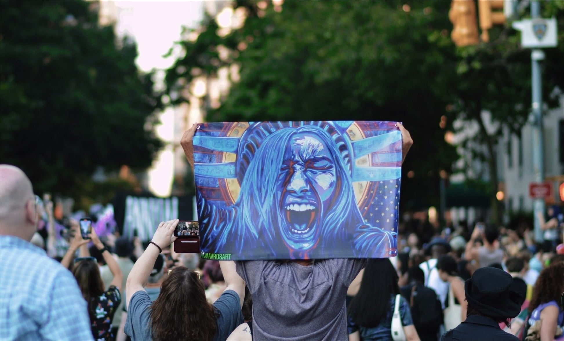 Lady Liberty Protest Sign| Anti Trump|Protest Banner|Resist Fascism |Liberal Sign|Democracy at Risk|Porch Sign|Lawn Sign|Silent Dissent