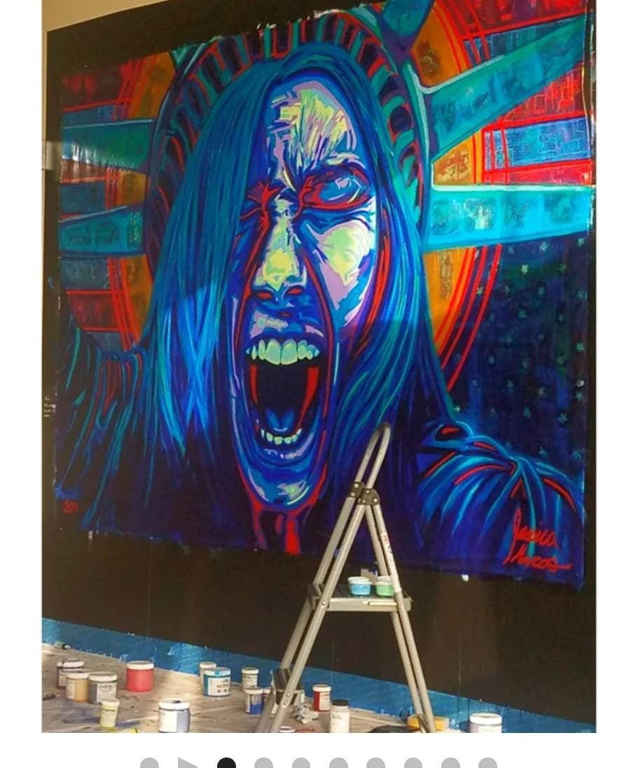 Screaming Lady Liberty Metal Wall Art |Protest Art|Political Wall Art|Political Statement|Democracy at Risk|Large Wall Art|Silent Dissent