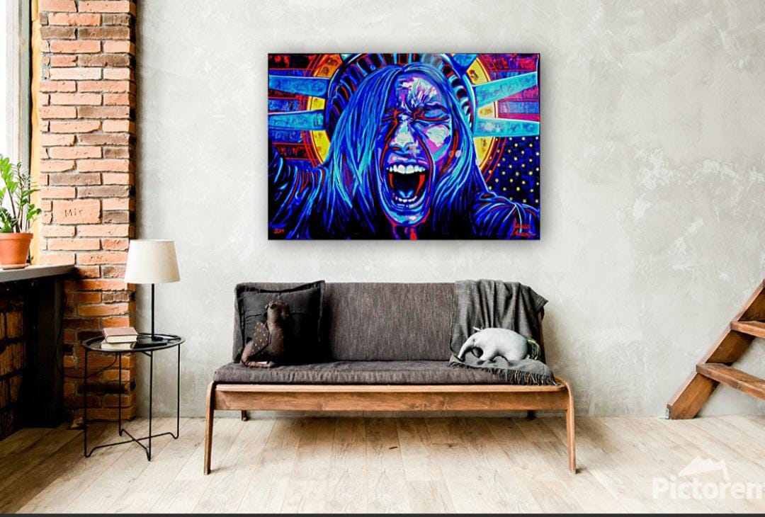 Lady Liberty Acrylic Glass Wall Art |Protest Art|Political Wall Art|Political Statement|Democracy at Risk|Large Wall Art|Silent Dissent