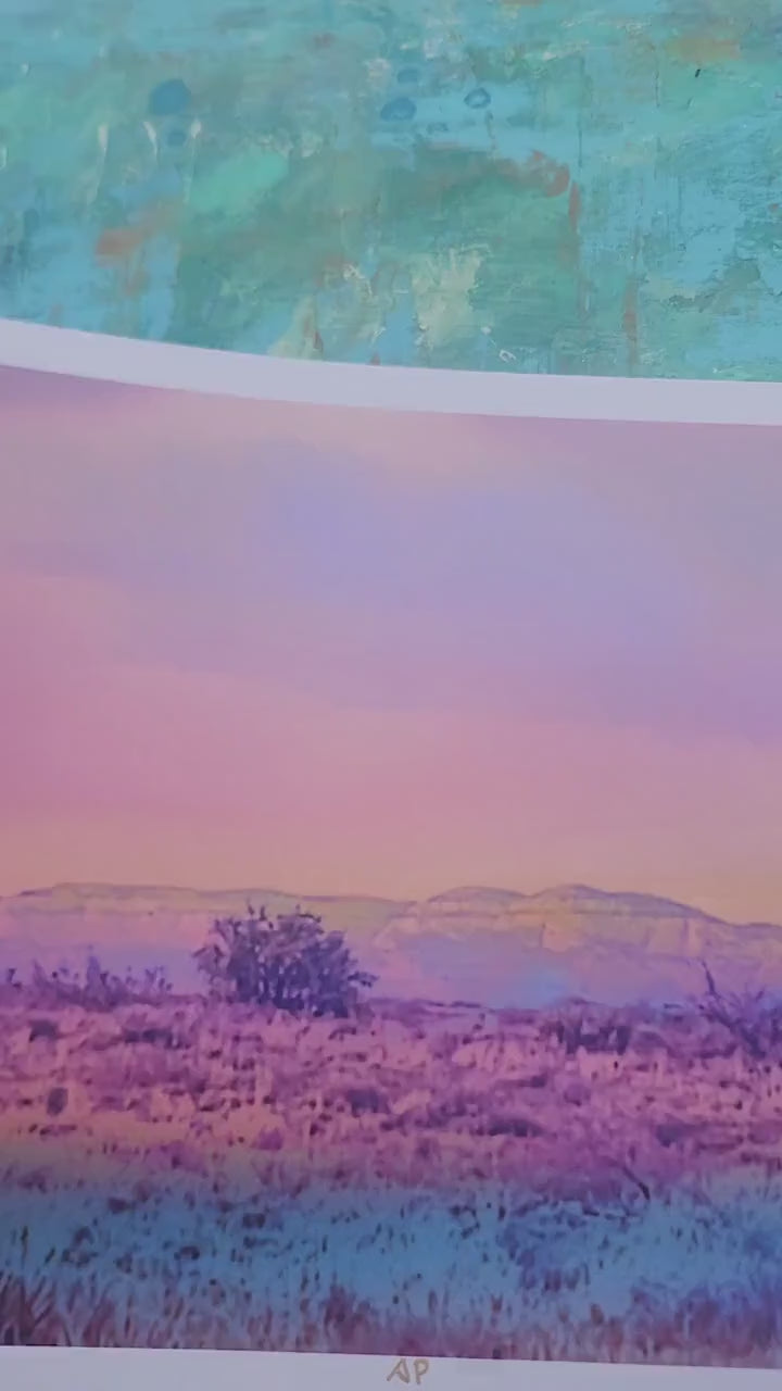 Sedona Red Rocks Arizona Sunset  Watercolor Giclee Landscape Artwork Metalic Print