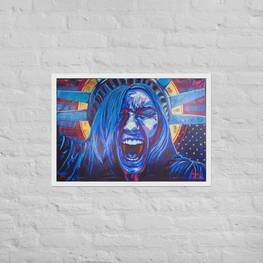 NO WORDS|Lady Liberty Unframed Print| Political Poster Art|Democracy at Risk|Distress Flag Poster| Political Wall Art| Limited Edition 100