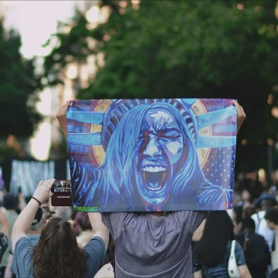 Lady Liberty Protest Sign| Anti Trump|Protest Banner|Resist Fascism |Liberal Sign| May day 50501|Democracy at Risk|Porch Sign|Lawn Sign|