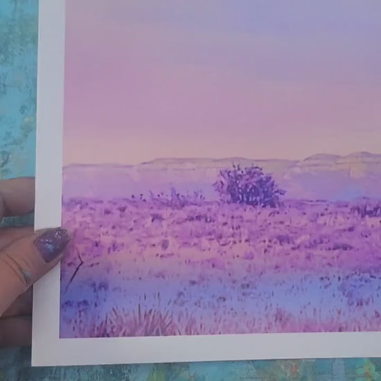 Sedona Red Rocks Arizona Sunset  Watercolor Giclee Landscape Artwork Metalic Pearl  print